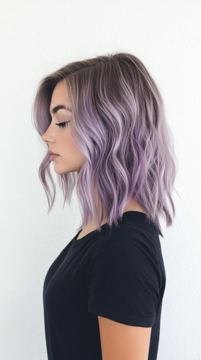 Effortlessly Chic Lavender Waves: A Bold Statement in Short Hair