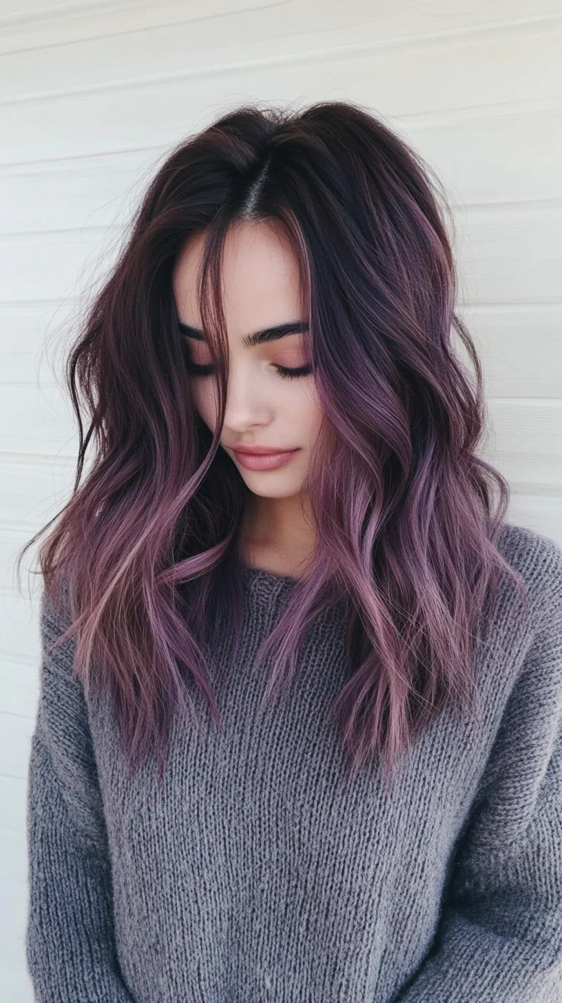 Effortlessly Chic: Lob with Lavender Highlights for a Bold Look