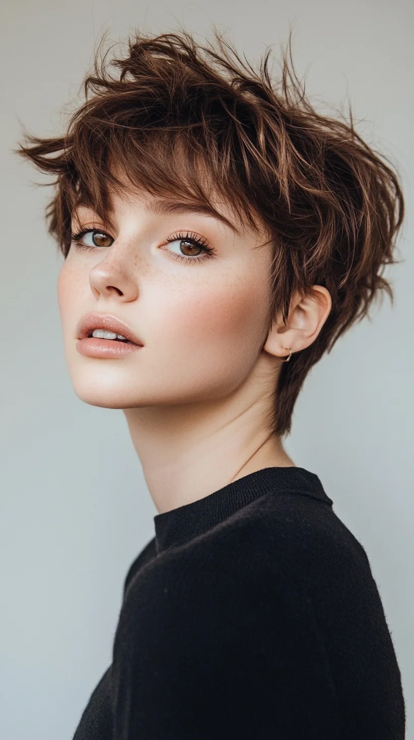 Effortlessly Chic Pixie Cut with Textured Layers for a Stylish Edge