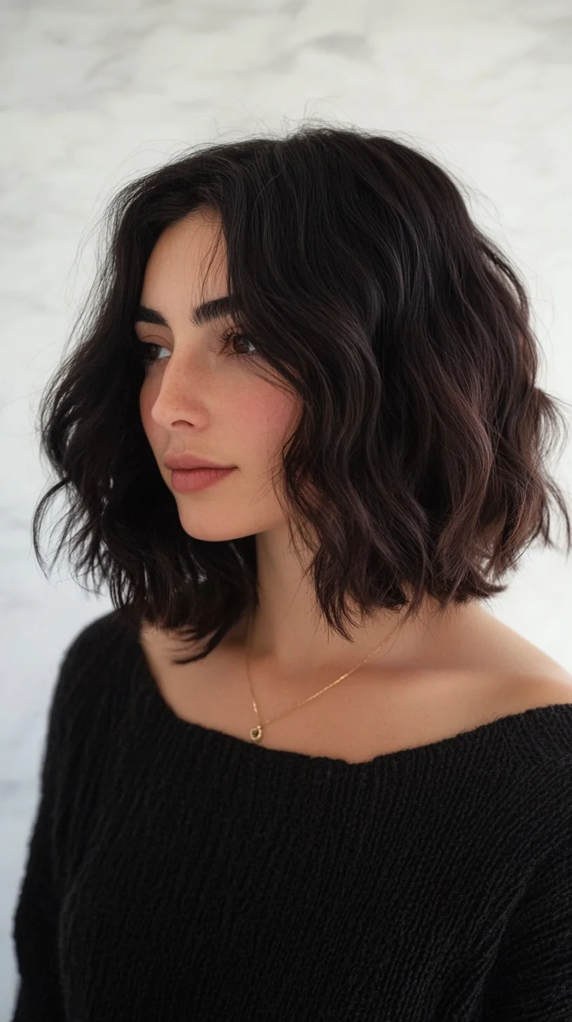 Effortlessly Chic Shoulder-Length Waves for a Modern, Textured Look