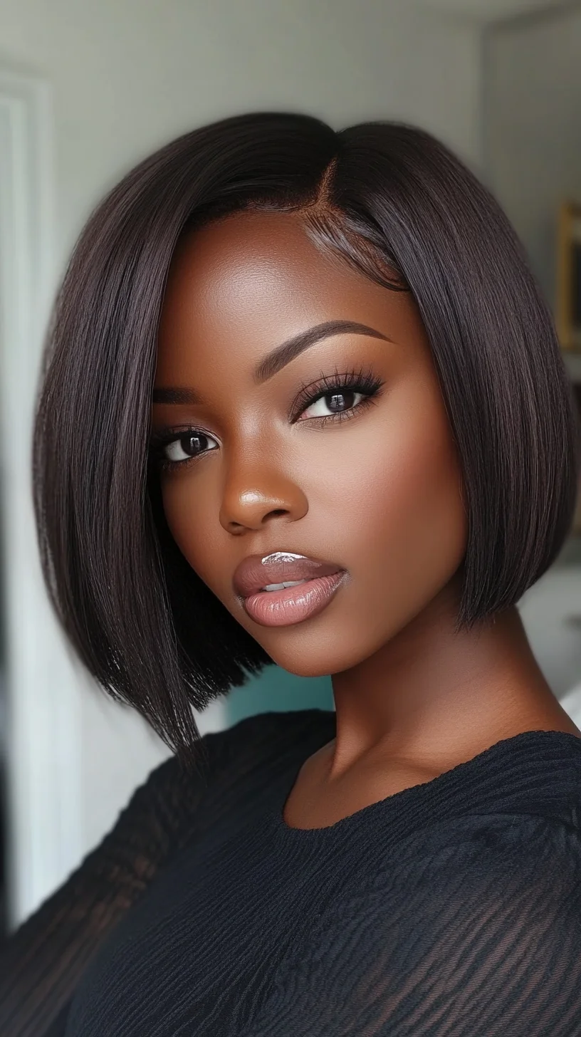 Effortlessly Chic: Sleek Bob with Glossy Finish for a Modern Twist