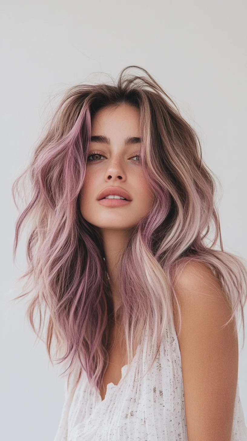 Effortlessly Chic: The Bohemian Wave with Radiant Lavender Highlights