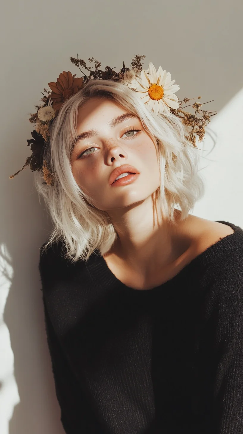 Effortlessly Chic: The Floral Accented Beachy Bob