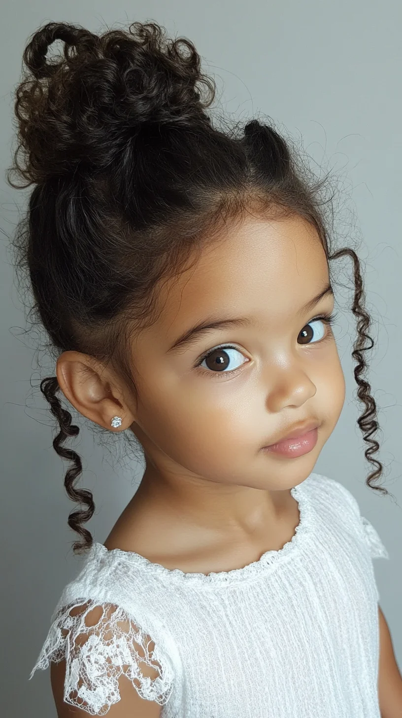 Effortlessly Chic: The Fun and Playful Curly Top Knot for Kids