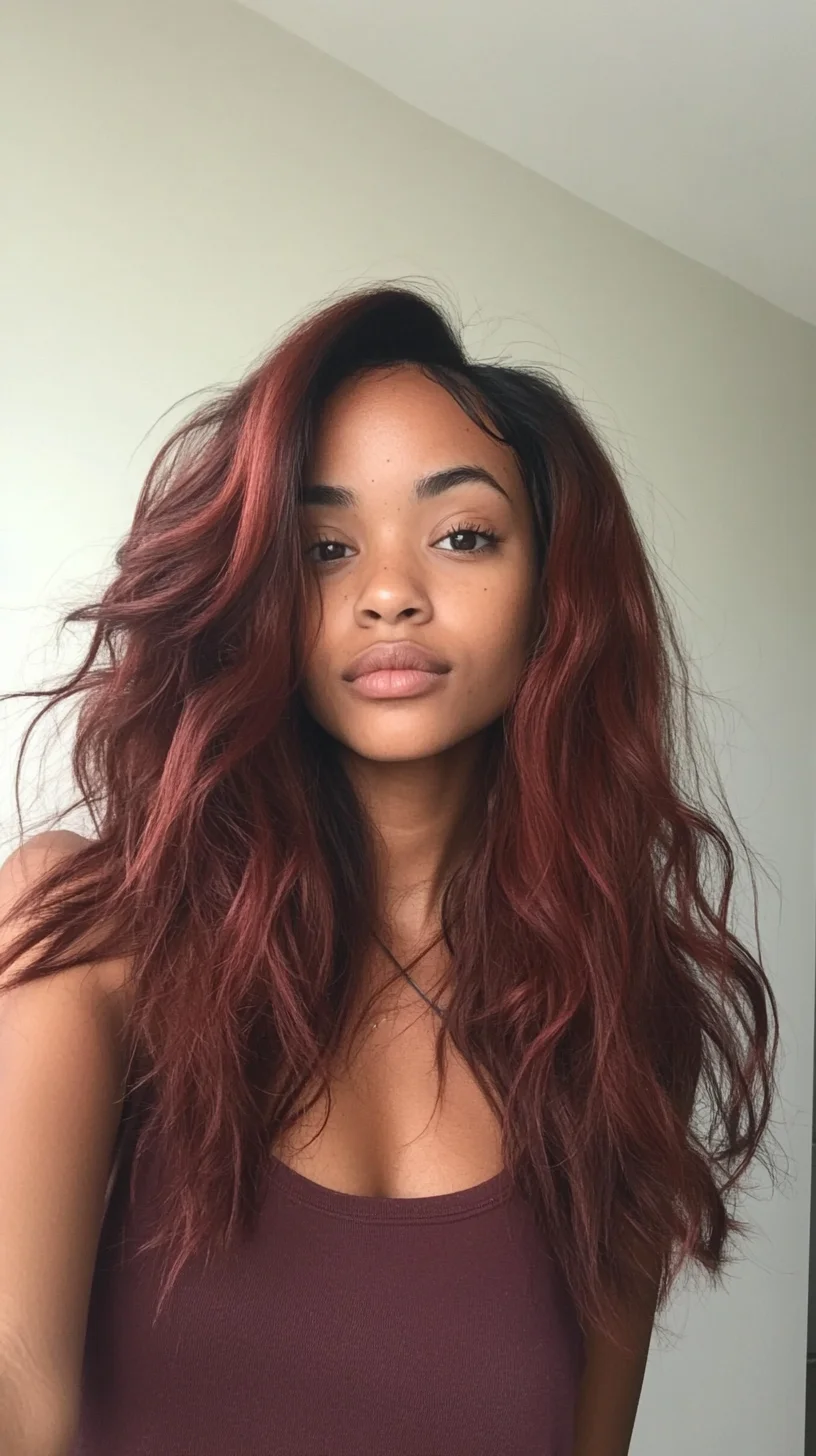 Effortlessly Chic: The Luscious Layered Waves in Fiery Red