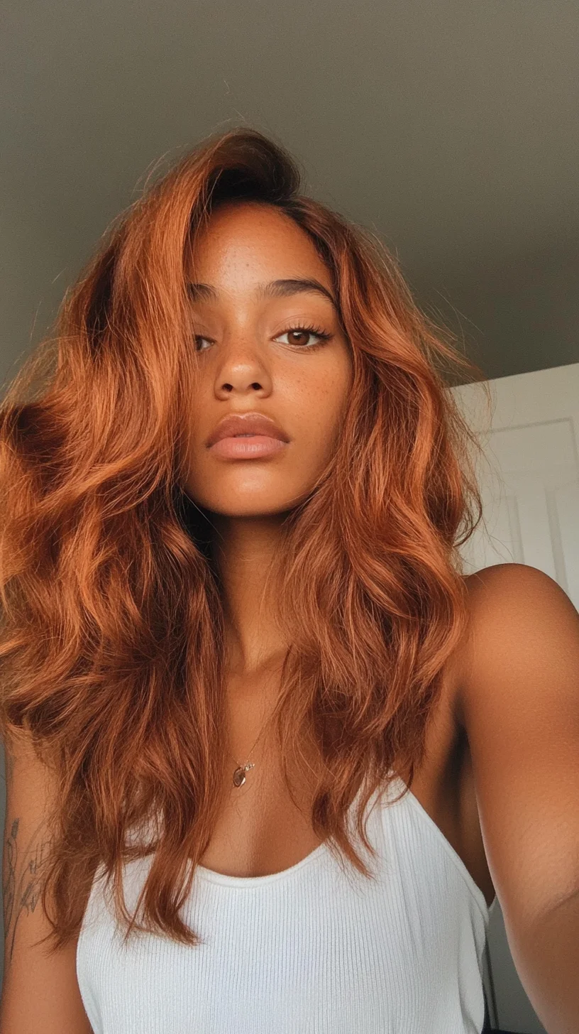 Effortlessly Chic: The Luscious Wavy Lob in Radiant Copper