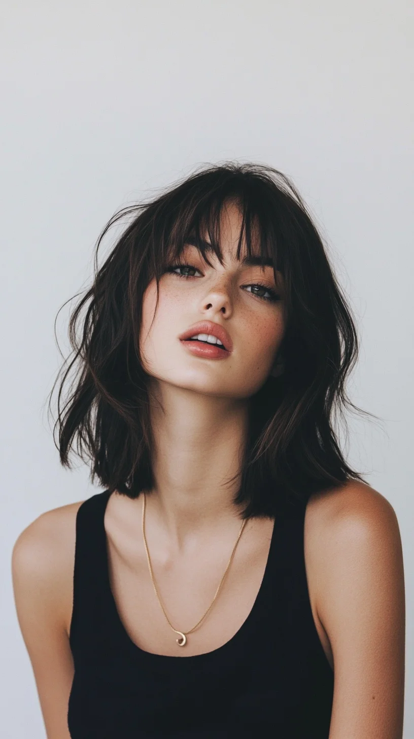 Effortlessly Chic: The Modern Lob with Lush Bangs