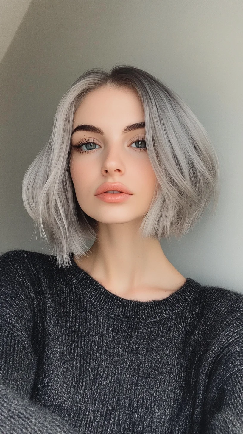 Effortlessly Chic: The Modern Messy Bob with Flawless Gray Highlights