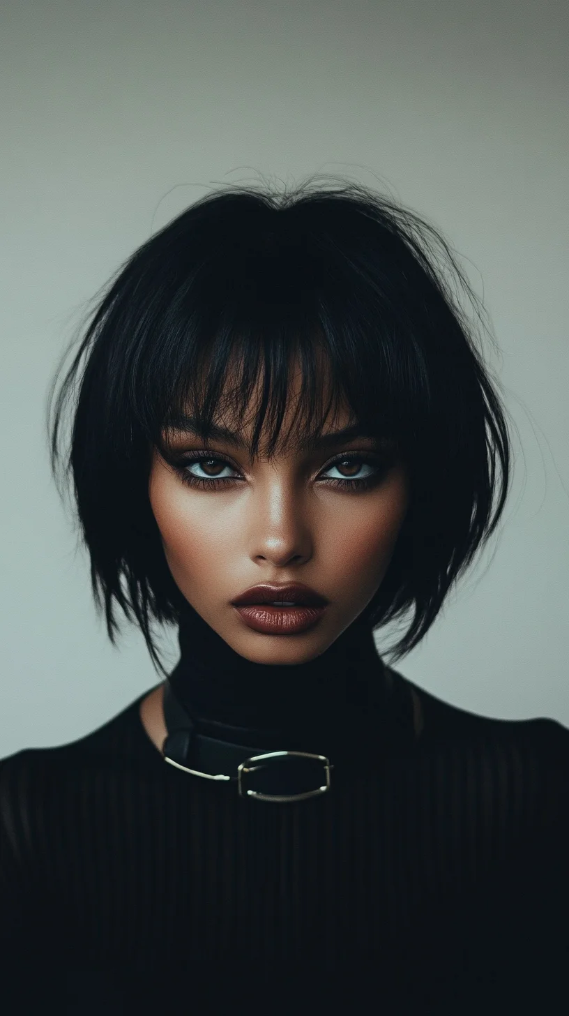 Effortlessly Chic: The Modern Textured Bob with Bangs