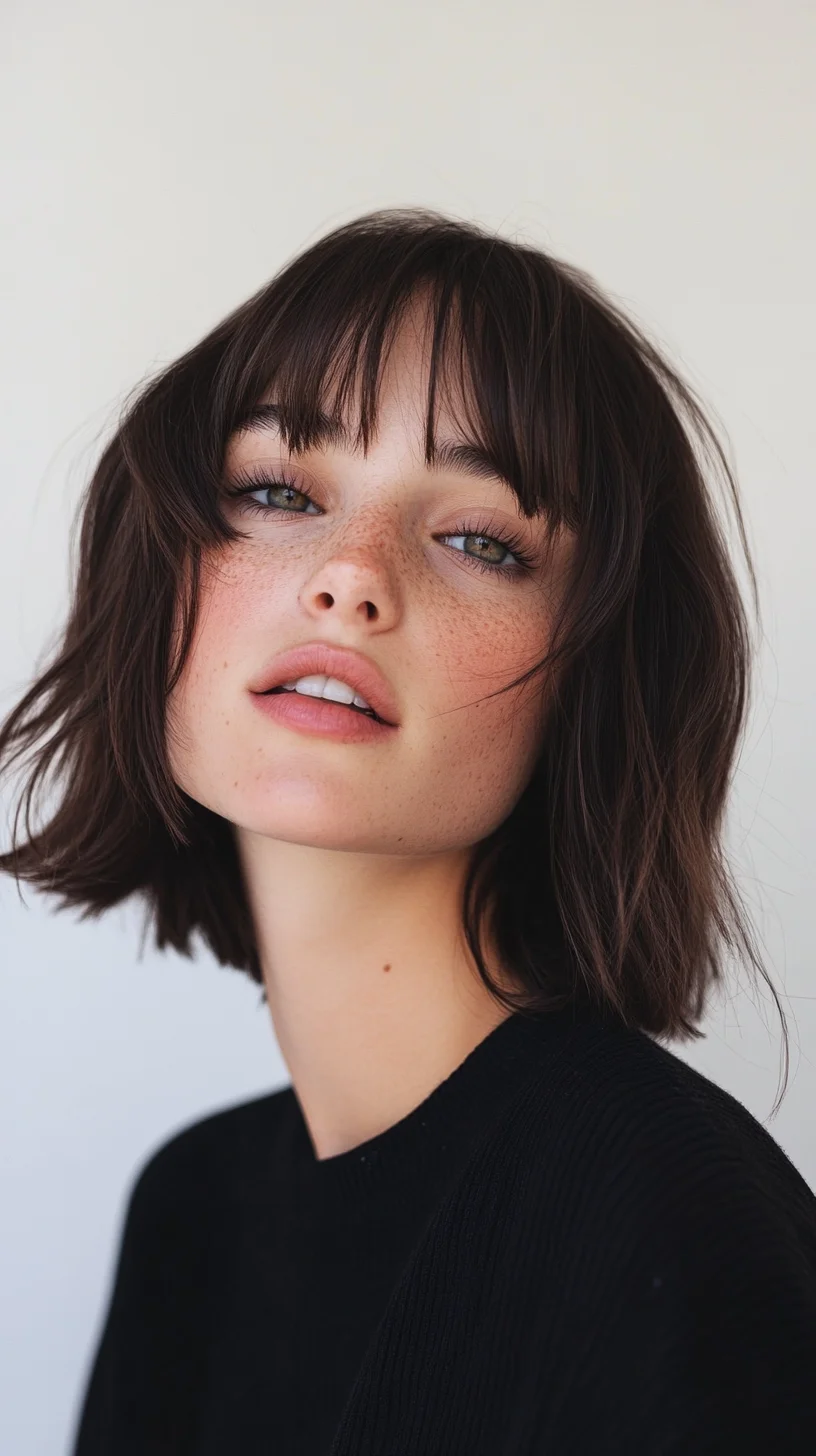 Effortlessly Chic: The Modern Textured Bob with Fringed Bangs