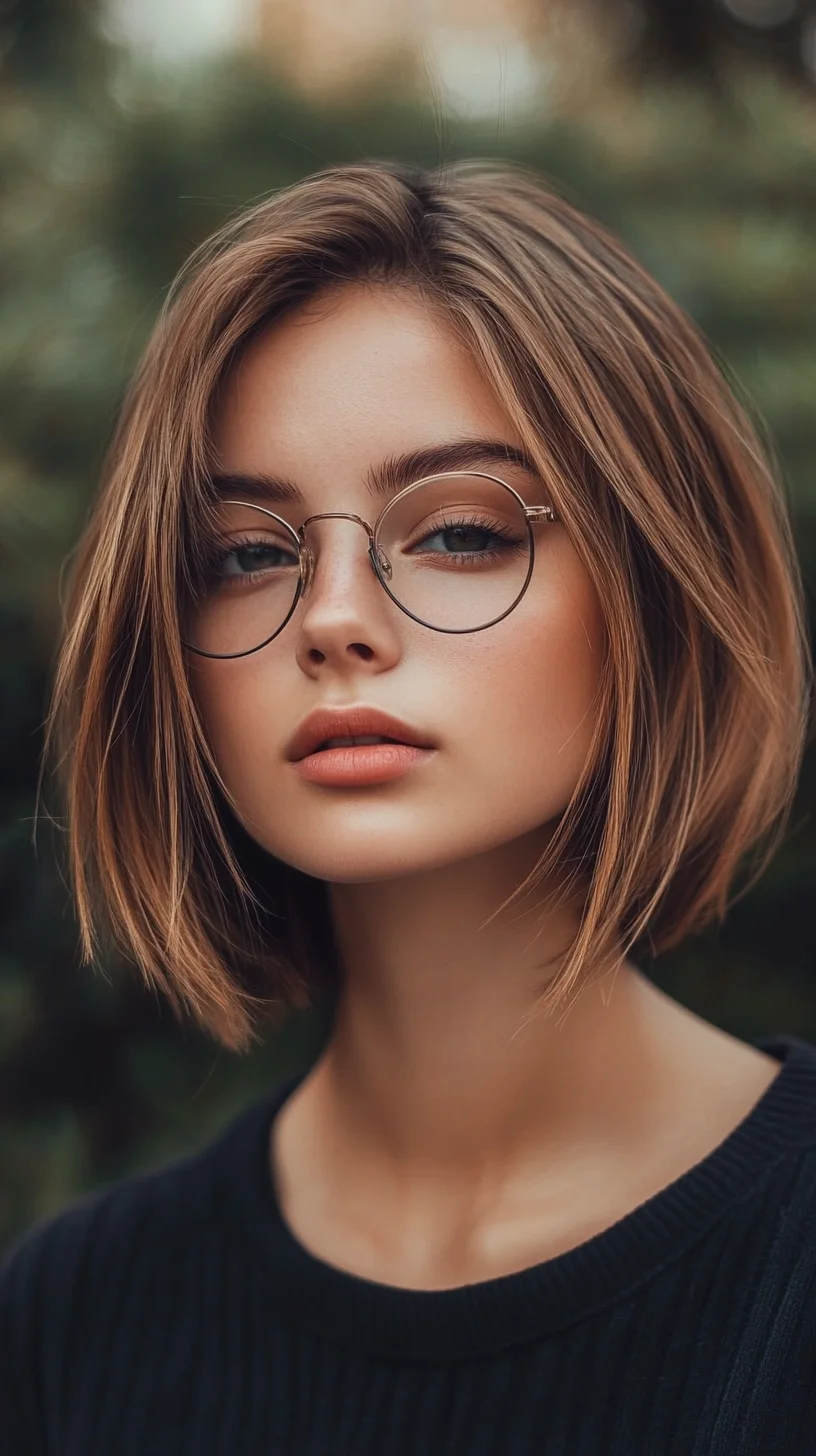 Effortlessly Chic: The Modern Textured Bob with Glasses