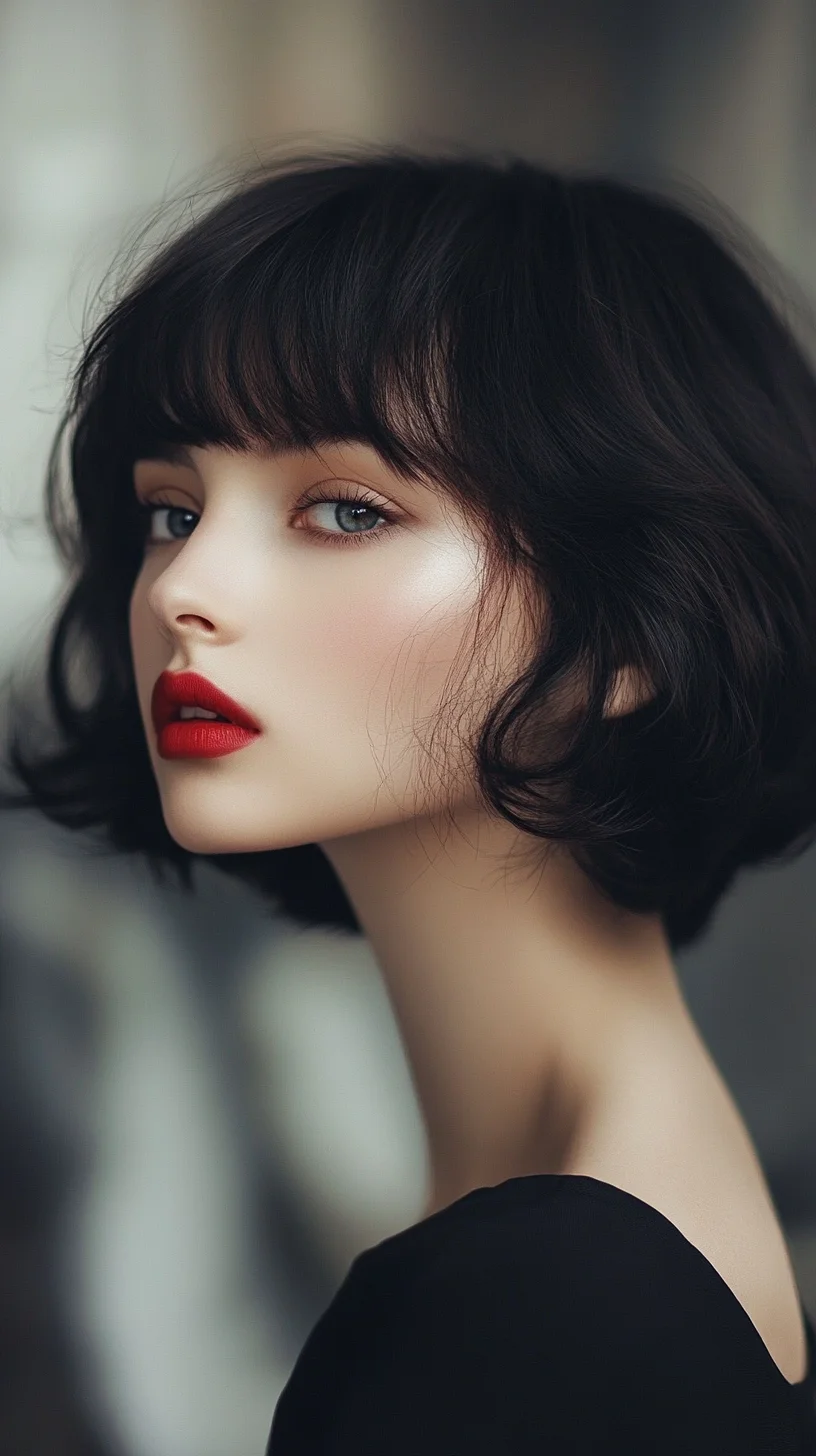 Effortlessly Chic: The Modern Textured Bob with Playful Bangs