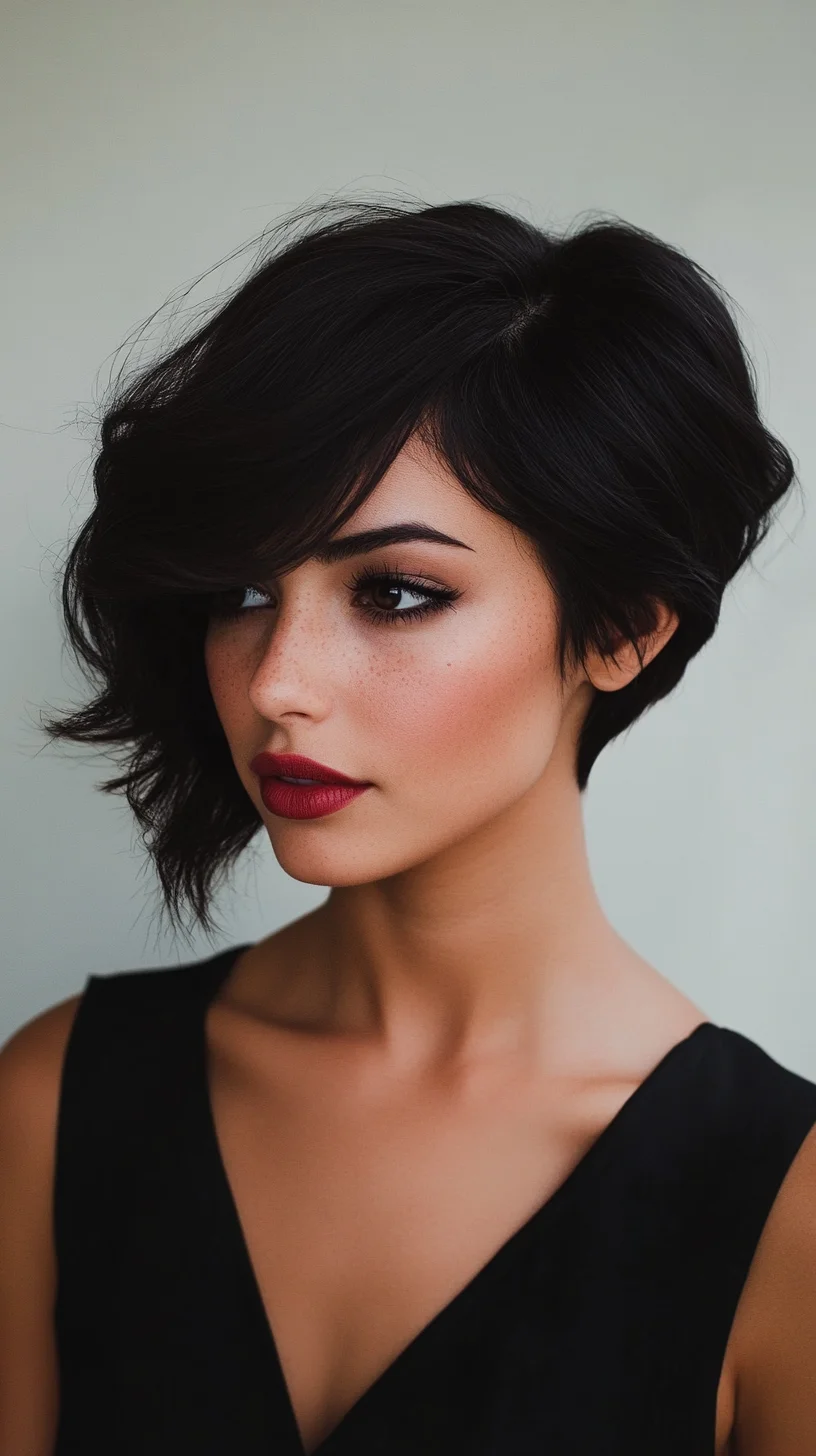 Effortlessly Chic: The Modern Textured Lob with Side-Swept Bangs