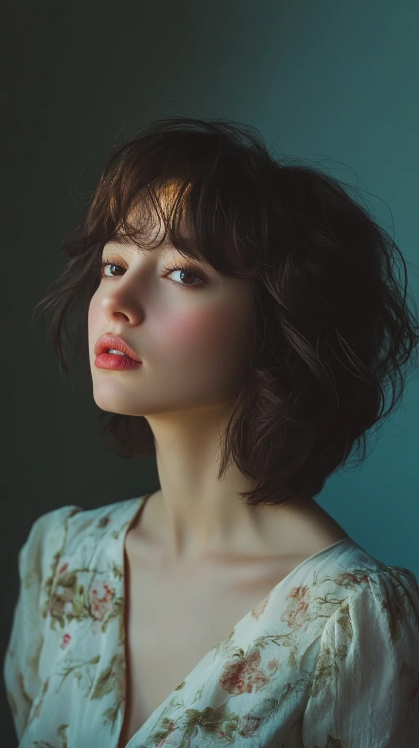 Effortlessly Chic: The Soft, Textured Bob with Flirty Bangs