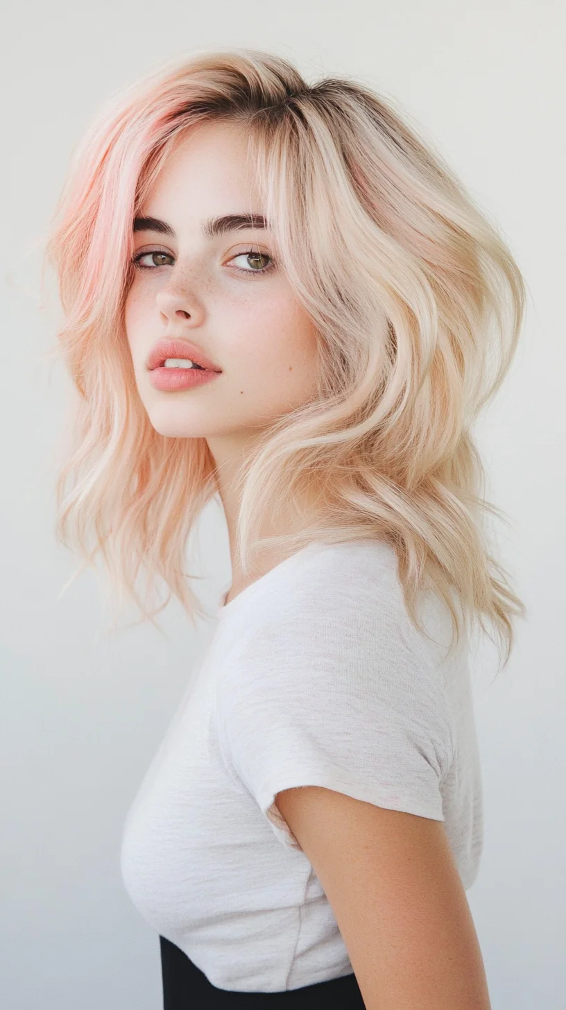 Effortlessly Chic: The Soft, Textured Lob with Subtle Pastel Highlights