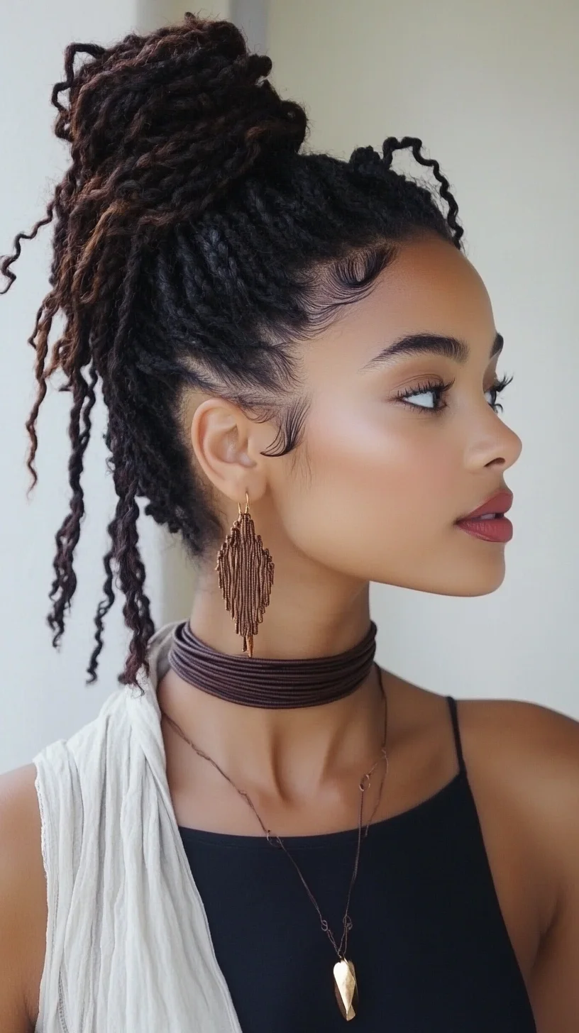 Effortlessly Chic: The Stylish High Bun with Dreadlocks