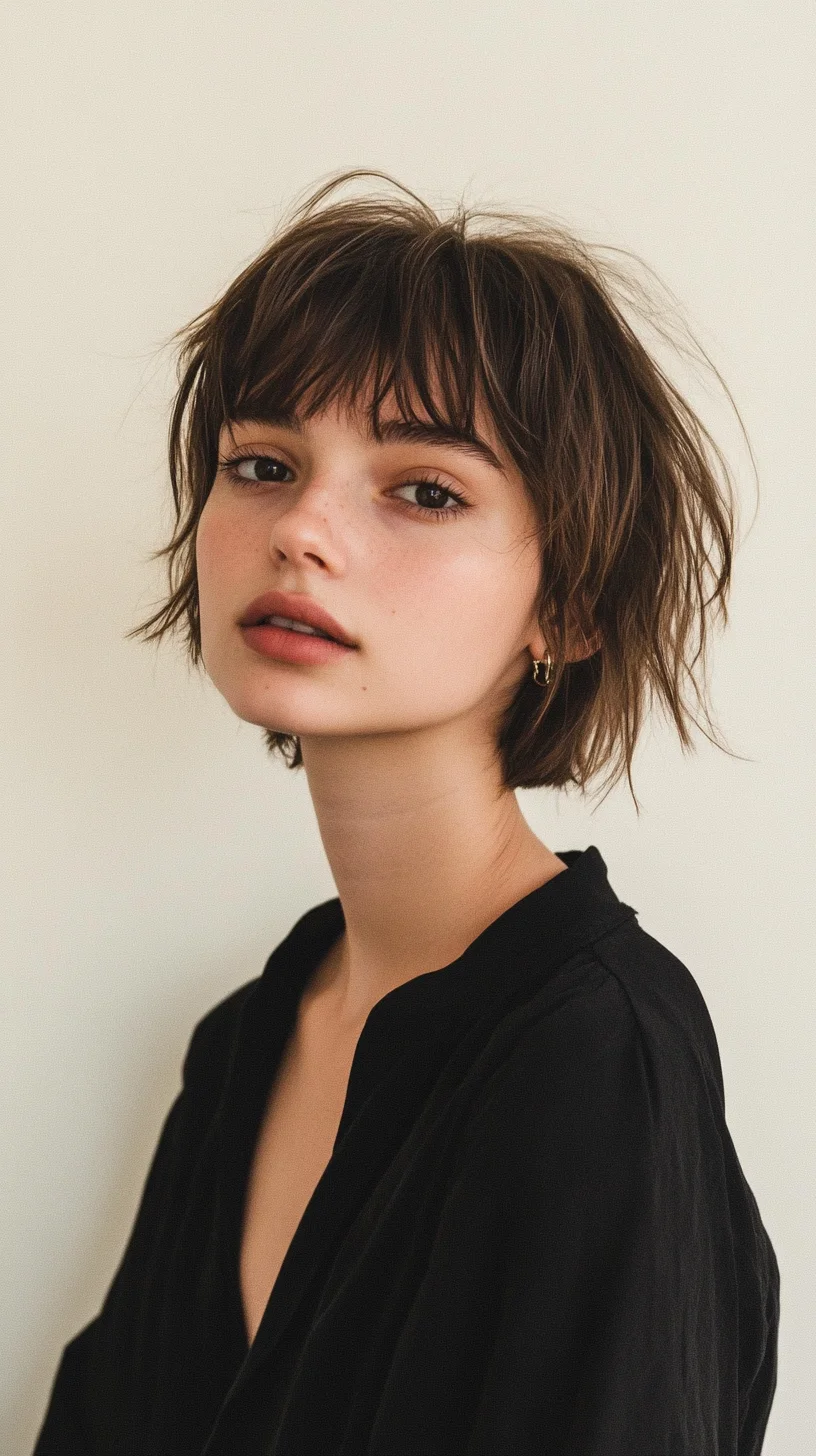 Effortlessly Chic: The Textured Bob with Playful Fringe