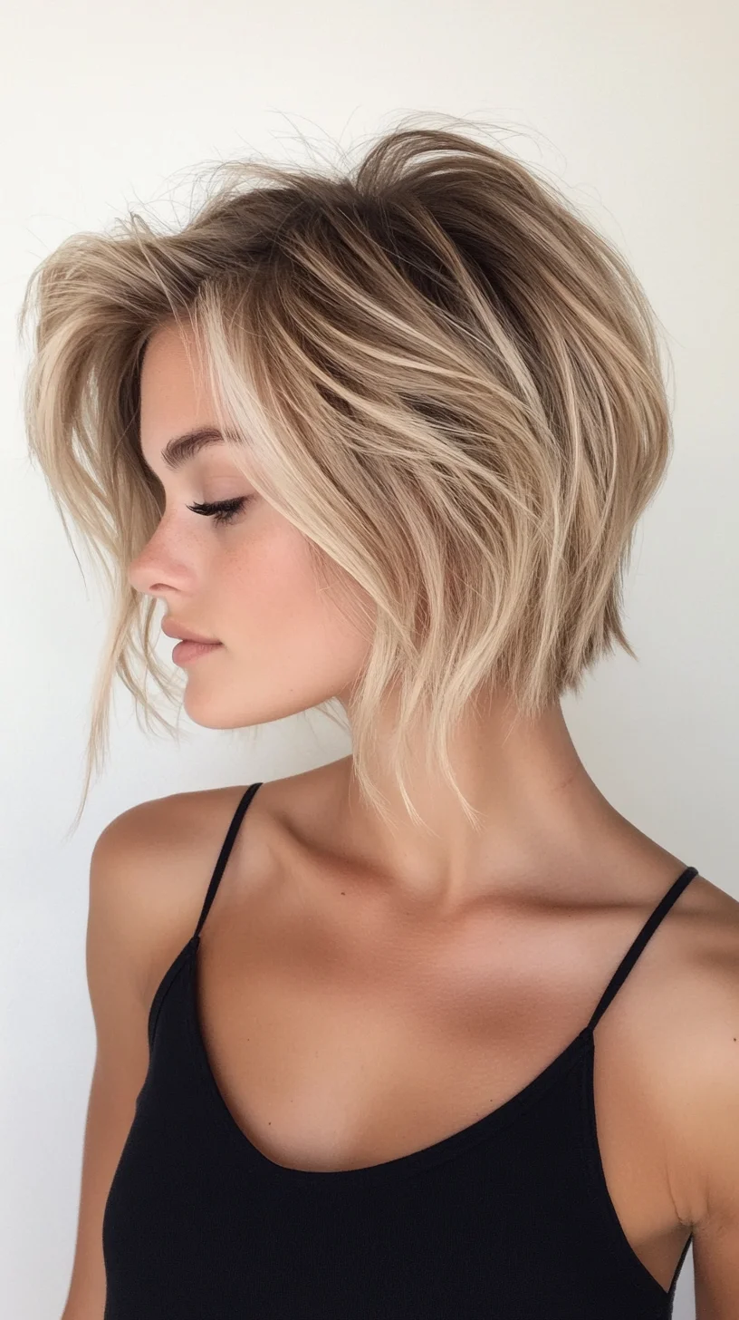 Effortlessly Chic: The Textured Bob with Sun-Kissed Highlights