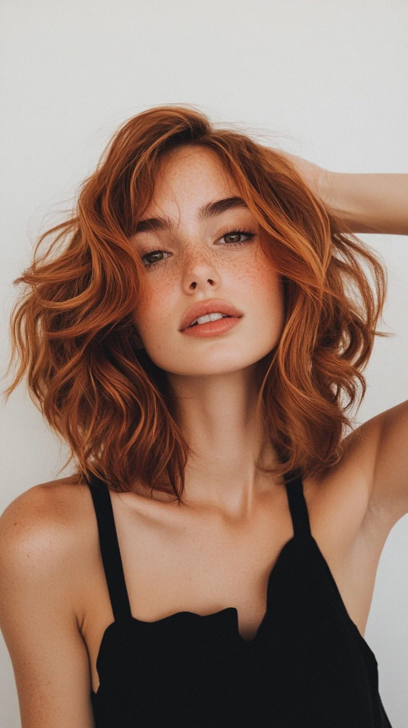 Effortlessly Chic: The Textured Copper Lob for Bold Fashionistas