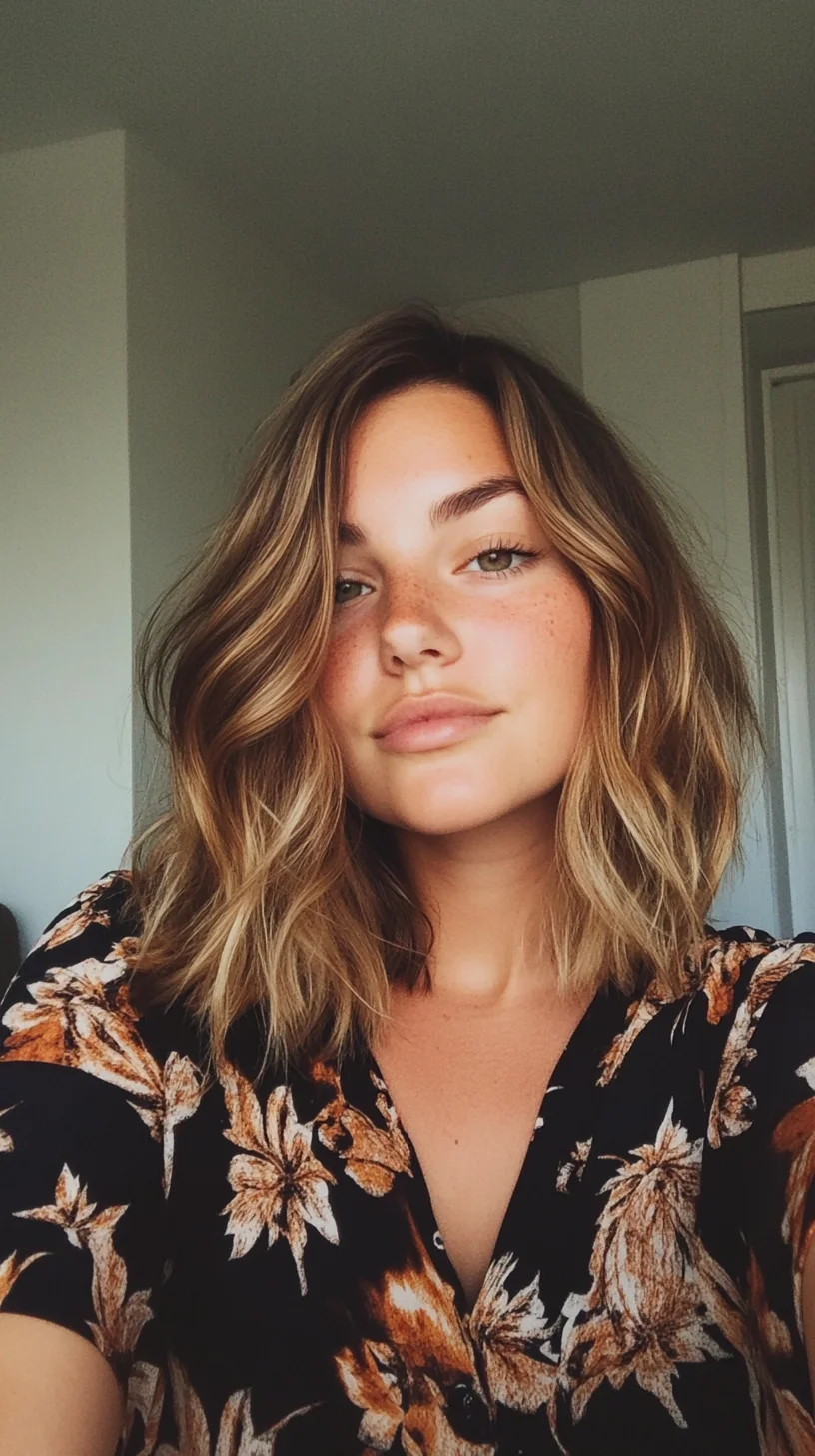 Effortlessly Chic: The Textured Lob with Sunlit Highlights