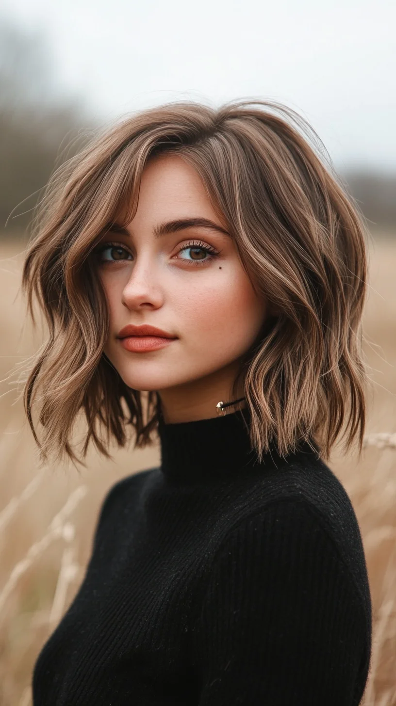 Effortlessly Chic: The Textured Medium-Length Wavy Bob