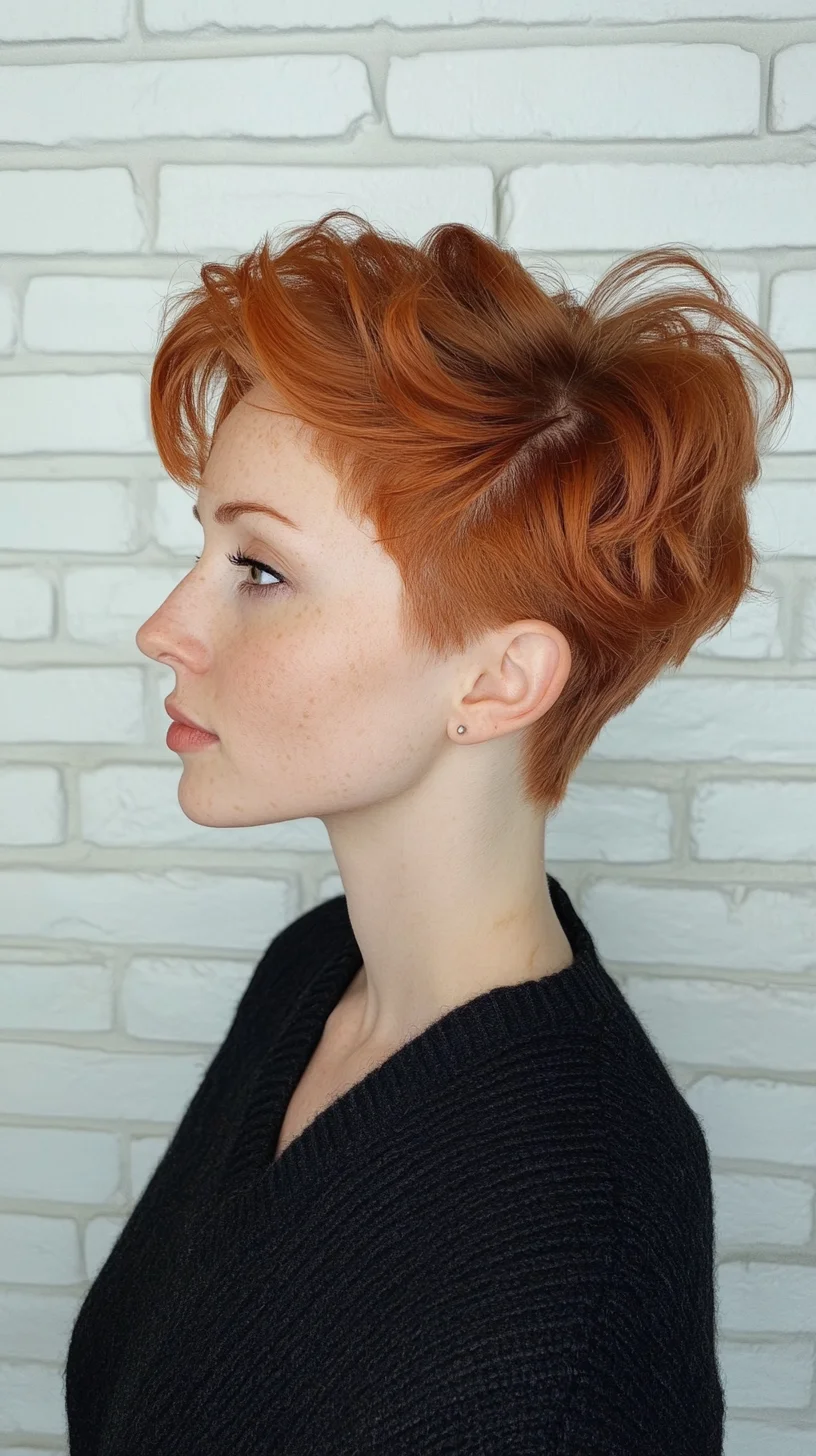 Effortlessly Chic: The Textured Pixie Cut with Vibrant Copper Highlights