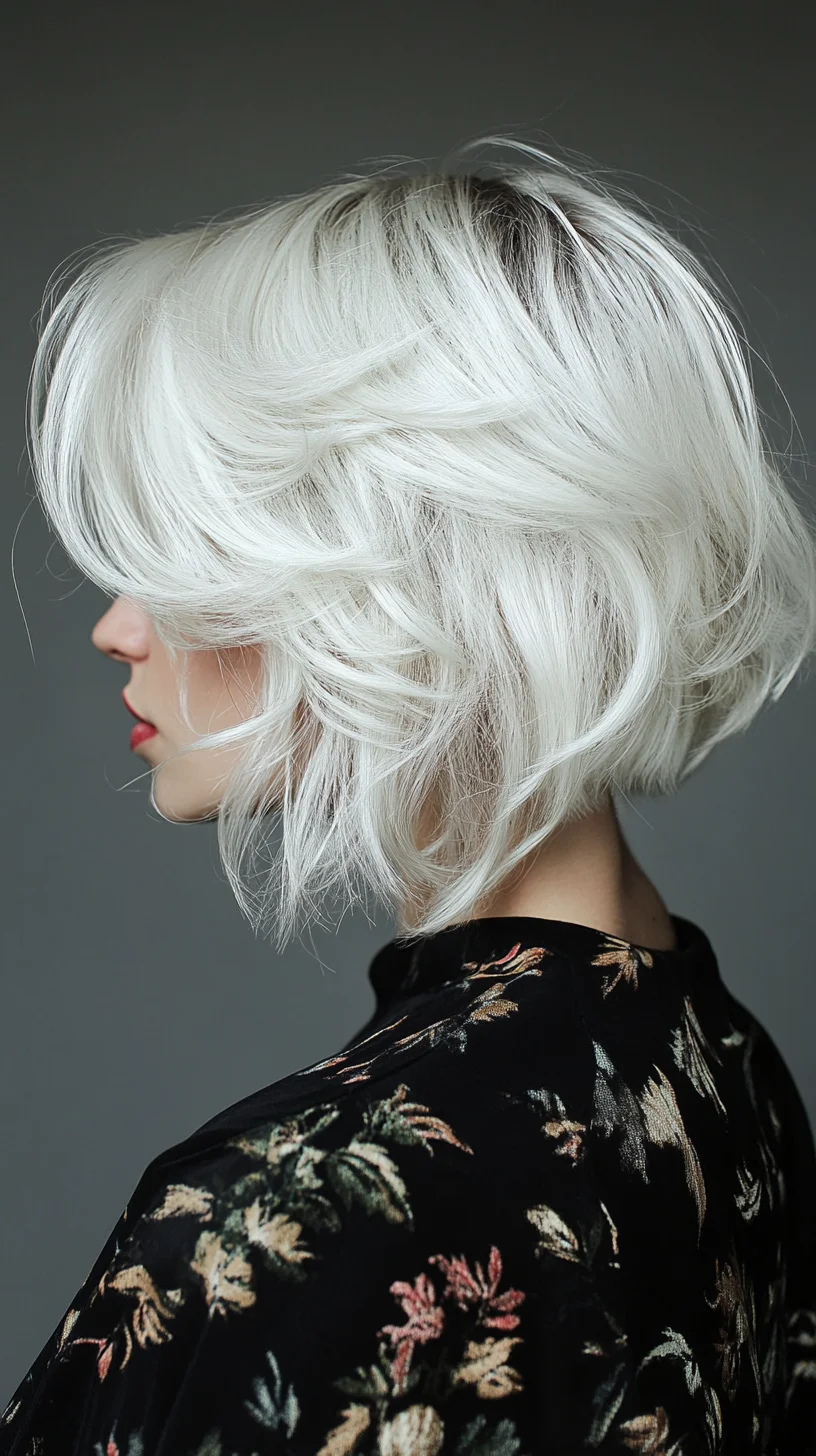 Effortlessly Chic: The Textured Platinum Bob for a Bold Look