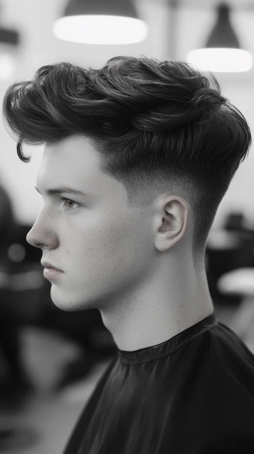 Effortlessly Chic: The Textured Pompadour with a Modern Fade