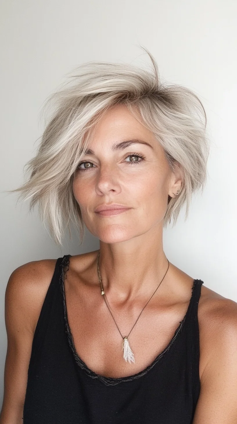 Effortlessly Chic: The Textured Silver Bob for a Modern Look