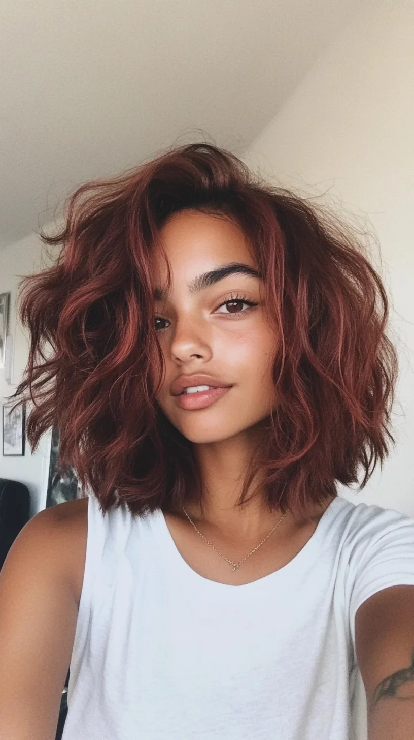 Effortlessly Chic: The Tousled Copper Bob