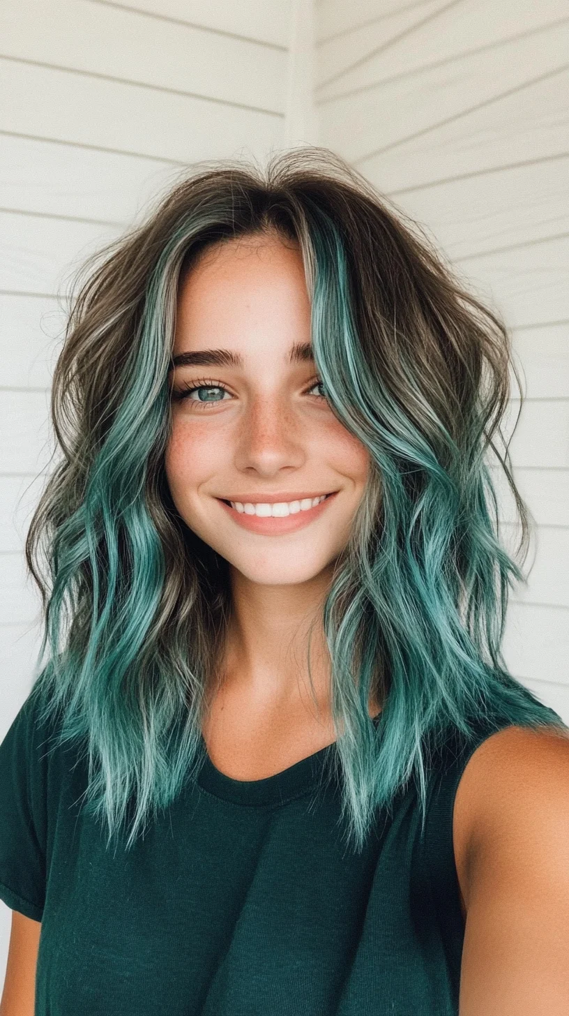 Effortlessly Chic: The Wavy Aqua Lob for Bold Style