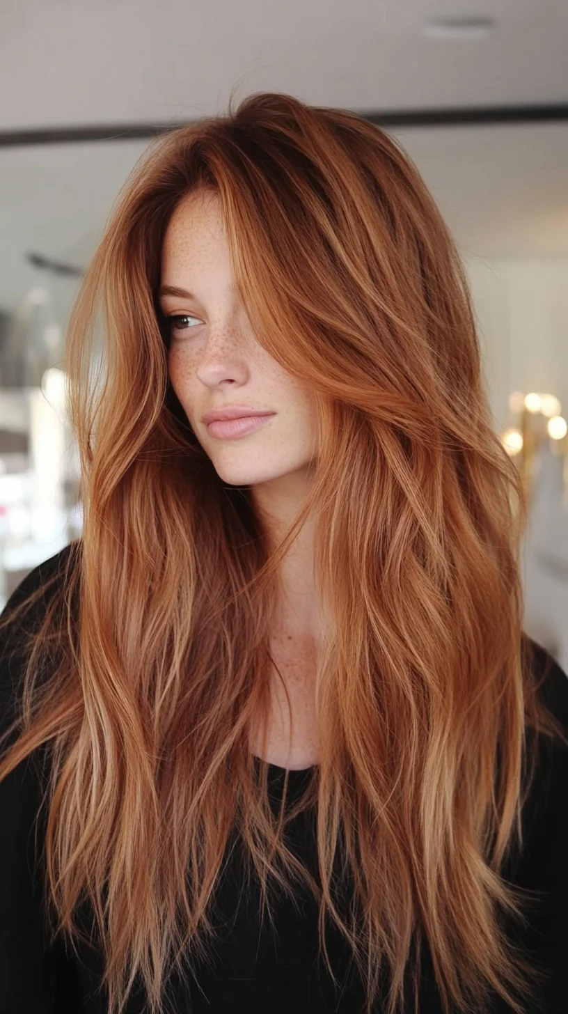 Effortlessly Chic: The Wavy Long Layers with Sun-Kissed Highlights