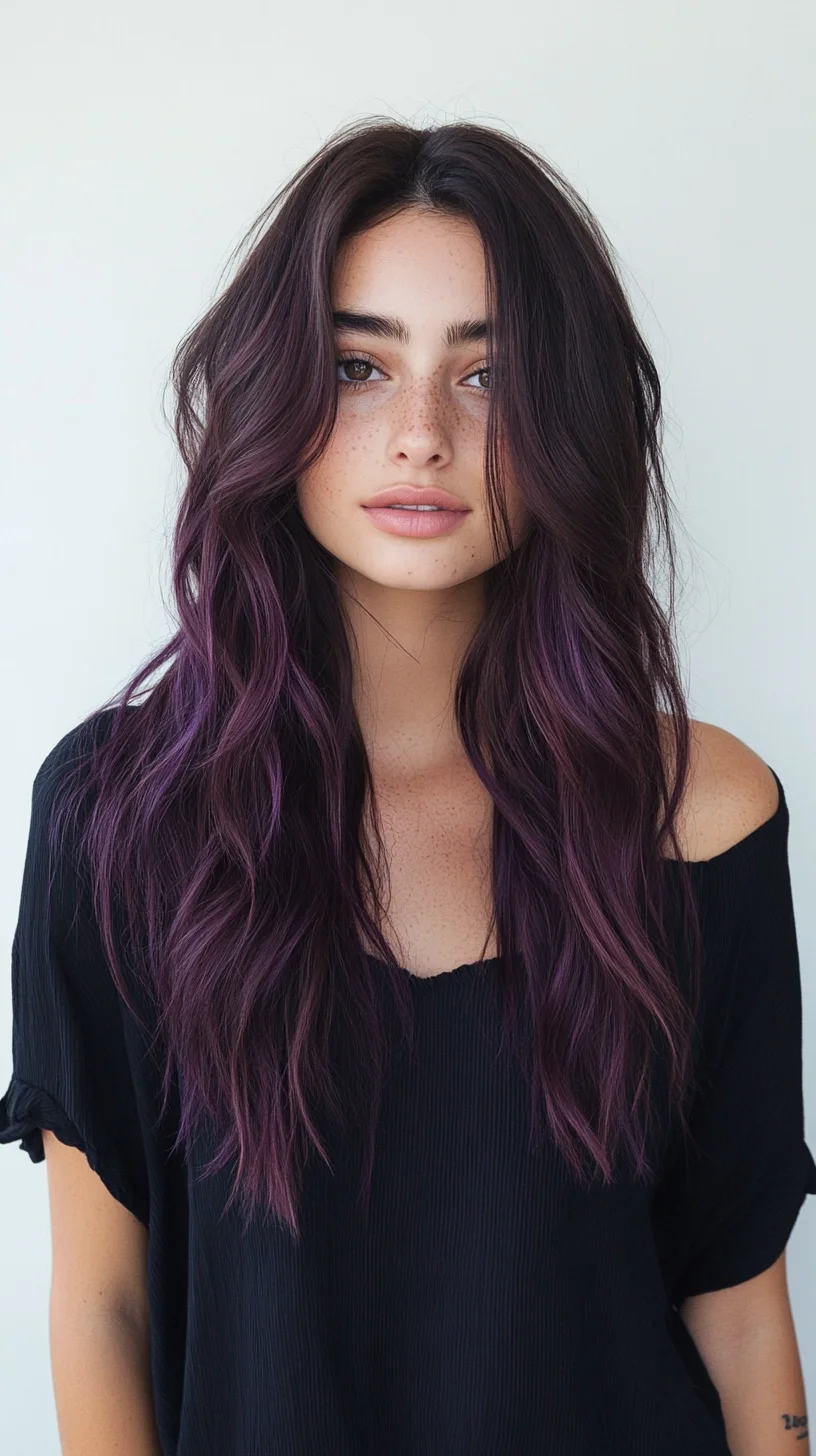 Effortlessly Chic: Waves with a Pop of Purple