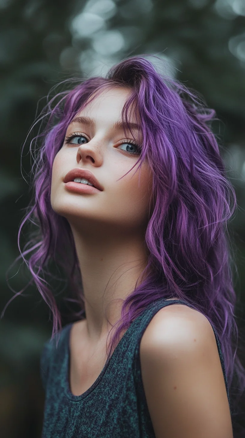 Effortlessly Chic: Wild Waves with Bold Purple Hues