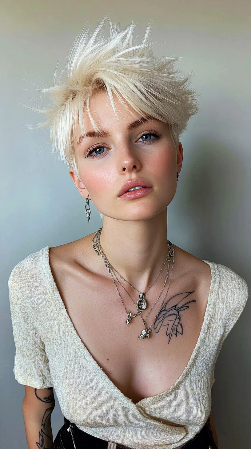 Effortlessly Edgy: The Textured Platinum Pixie for a Bold Statement