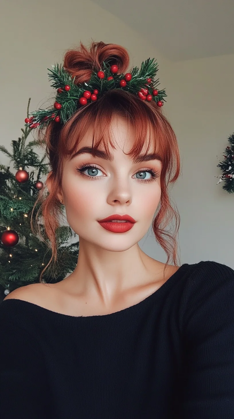 Effortlessly Elegant Holiday Updo With a Festive Twist