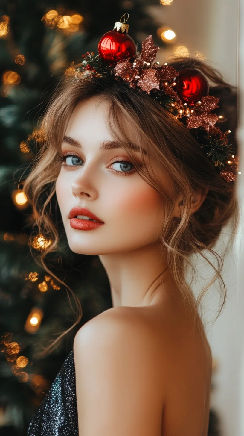 Effortlessly Elegant Holiday Updo with Festive Accents