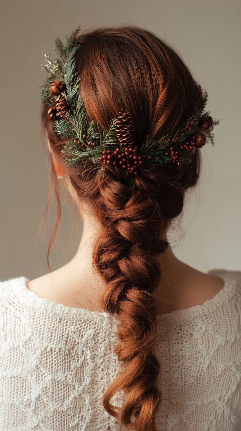 Effortlessly Elegant: The Braided Holiday Updo with Nature's Touch