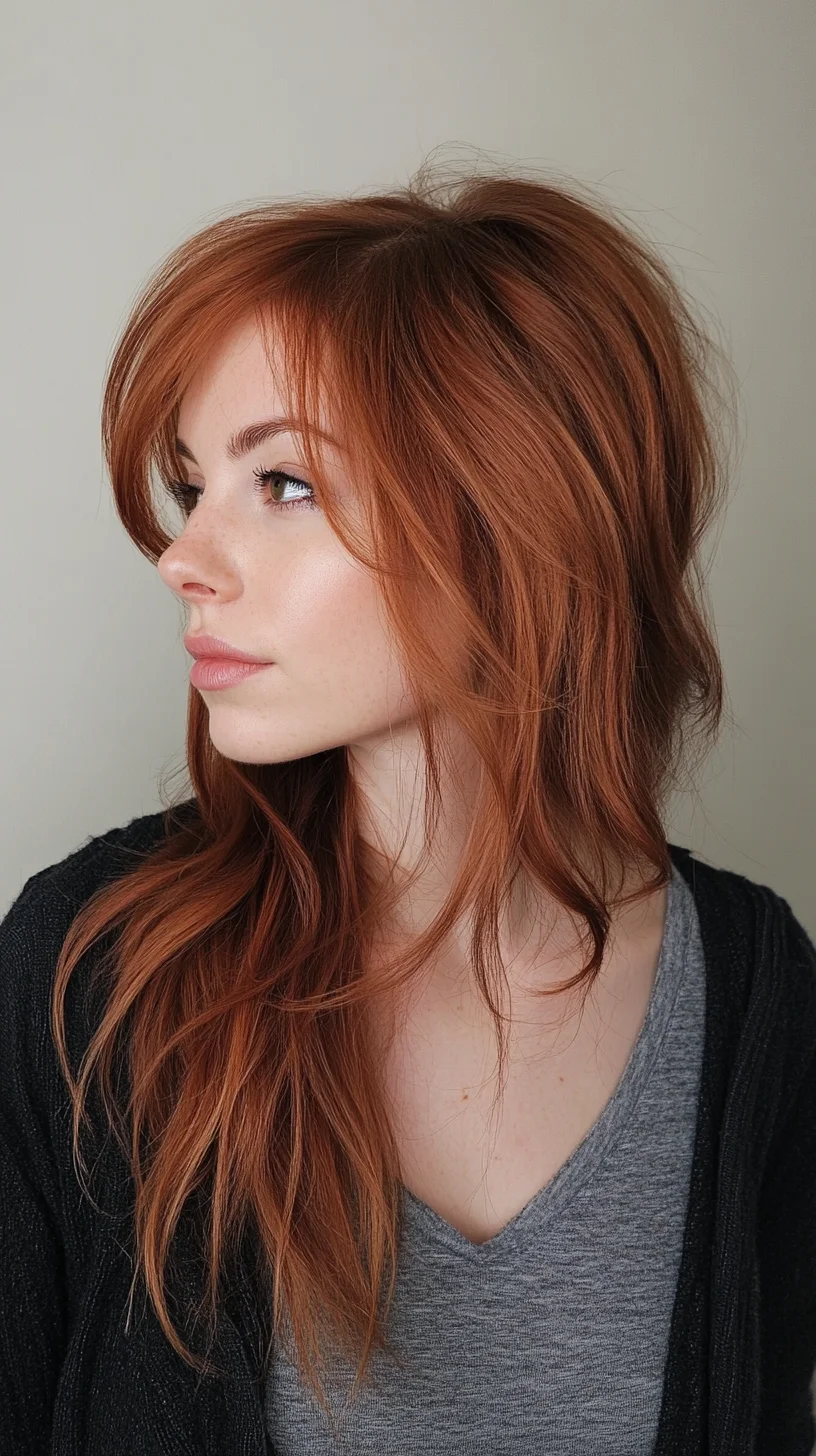 Effortlessly Flowy: The Perfect Layered Shag for Vibrant Redheads