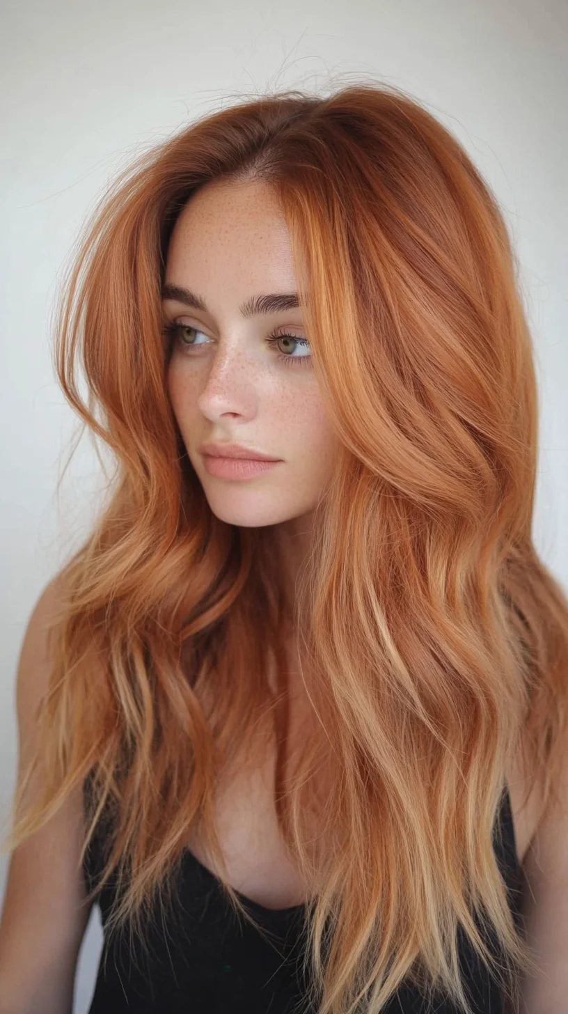 Effortlessly Glamorous: The Perfect Beachy Waves with Lush Copper Highlights