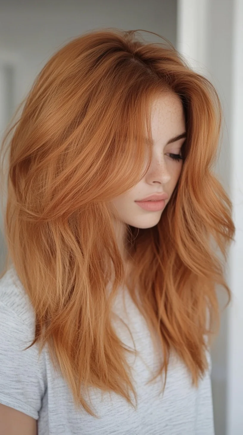 Effortlessly Glamorous: The Subtle Waves of Sandy Copper Tresses