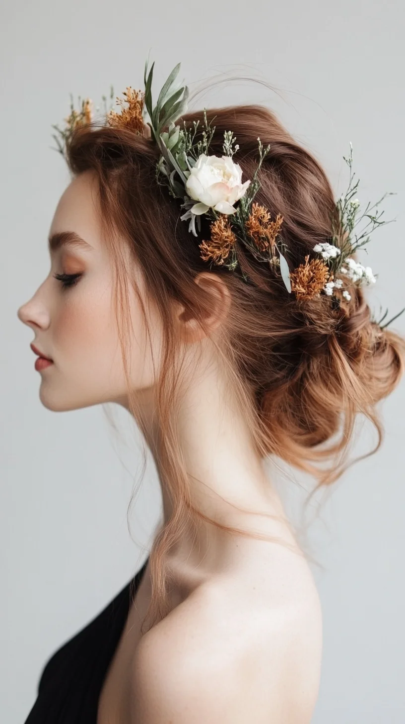 Effortlessly Romantic: A Floral Crown Updo for Every Occasion