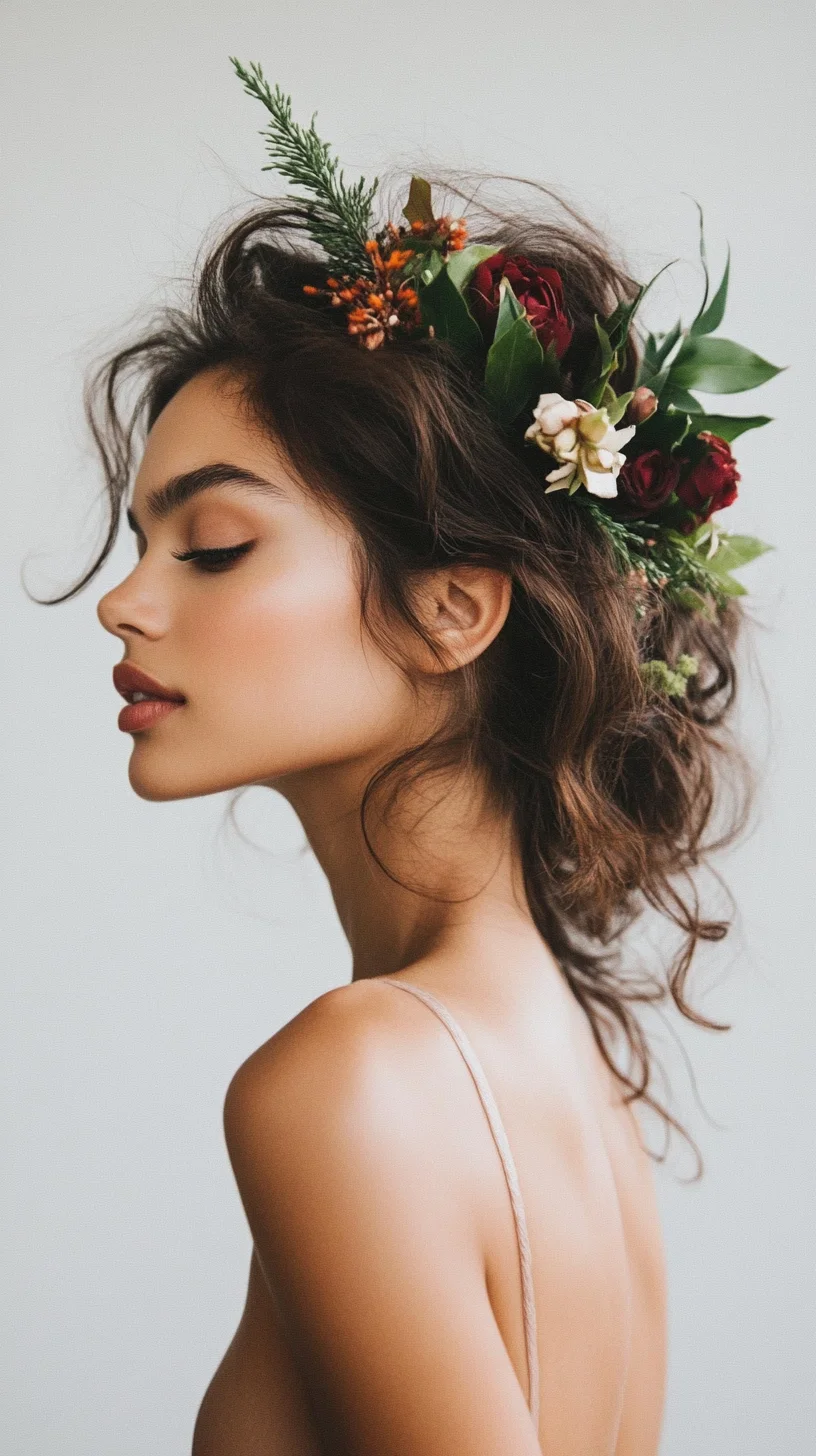 Effortlessly Romantic: A Floral Crown with Soft, Tousled Waves