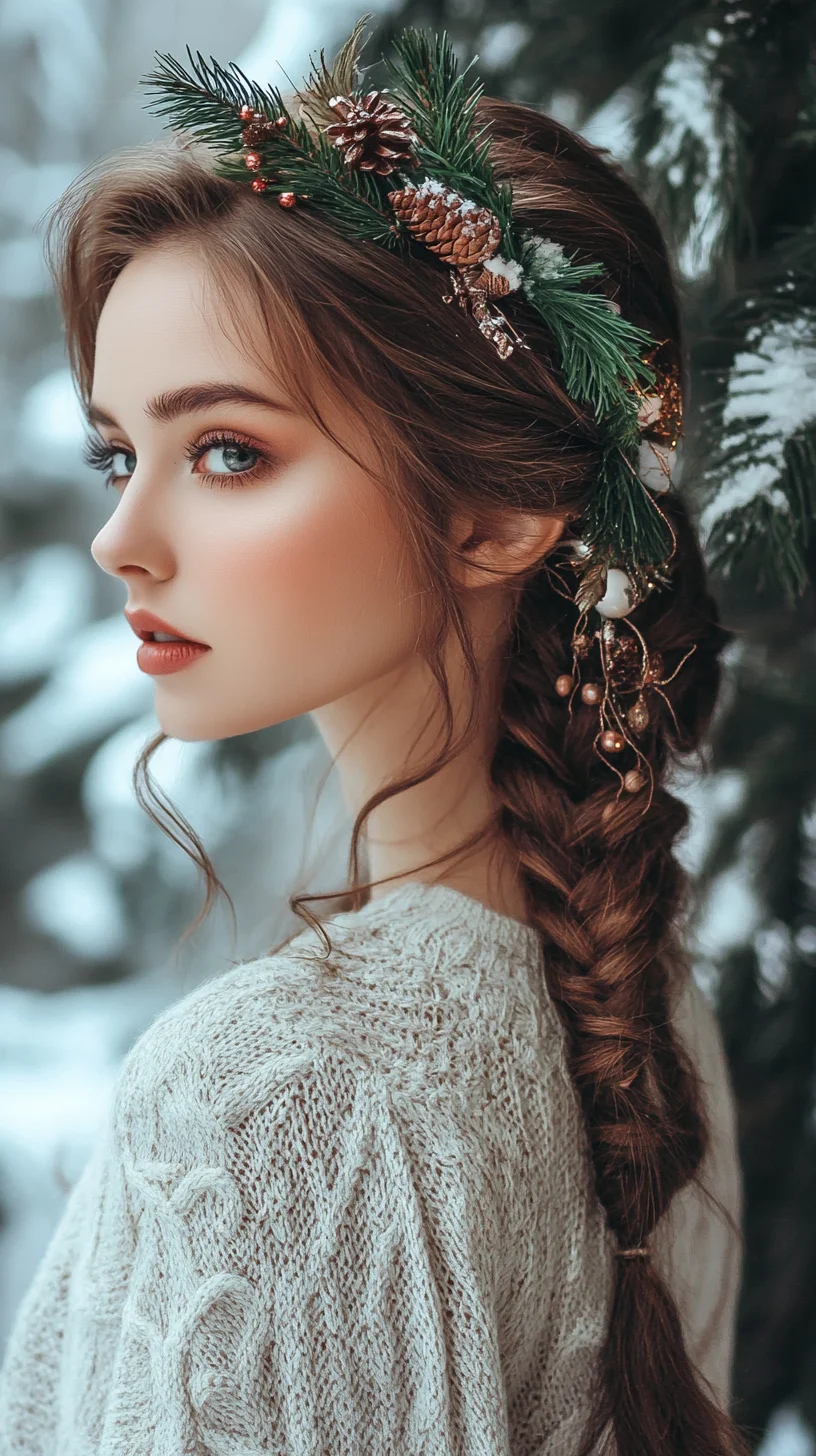 Effortlessly Romantic Braided Hairstyle with Festive Floral Accents