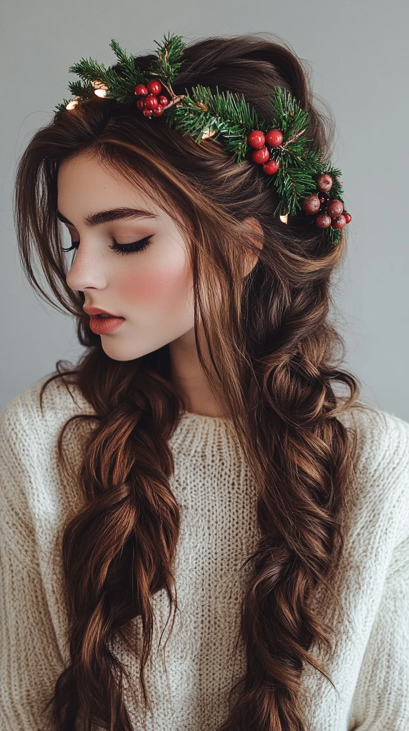 Effortlessly Romantic Braids Adorned with Festive Accents