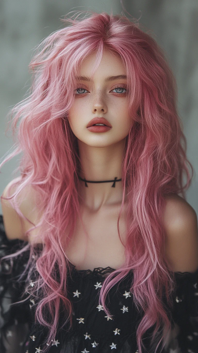 Effortlessly Romantic: Embrace the Dreamy Waves of Pink Tresses