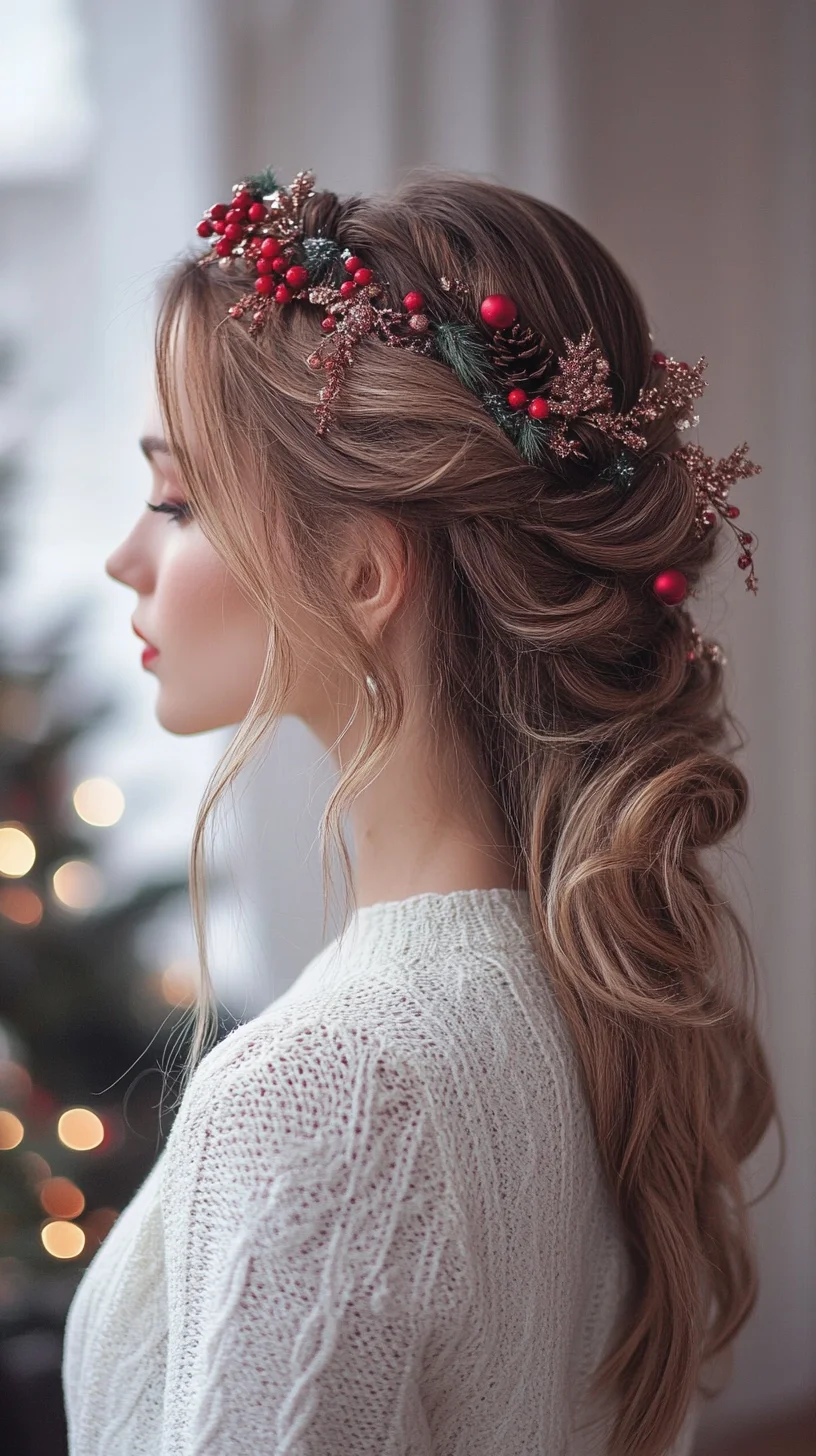 Effortlessly Romantic: Sleek Waves Adorned with Festive Accents