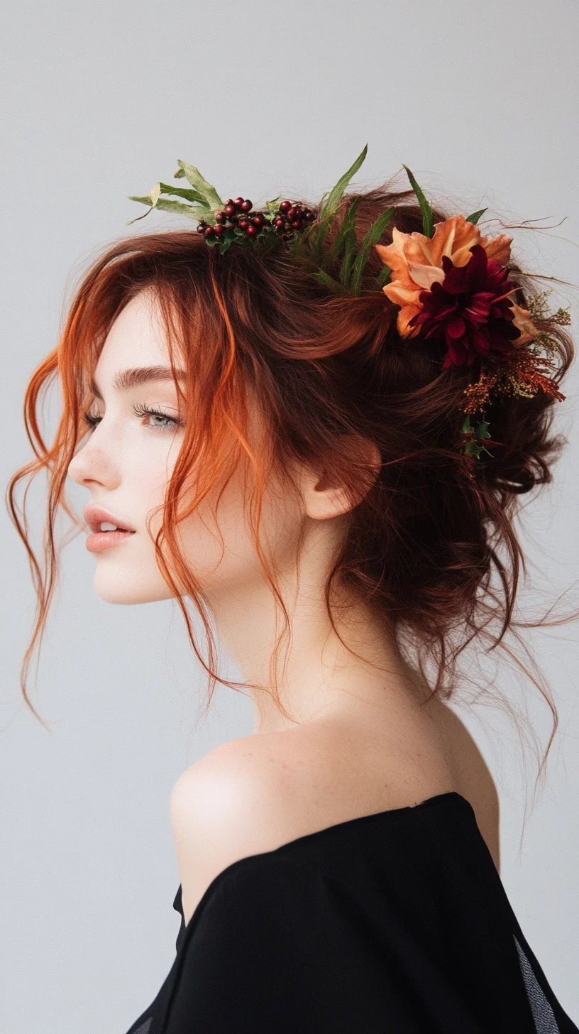 Effortlessly Romantic: The Floral-Bedecked Curly Updo