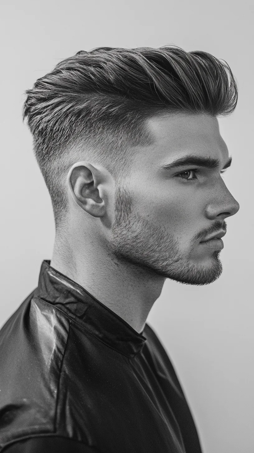 Effortlessly Stylish: The Modern Pompadour with a Clean Fade