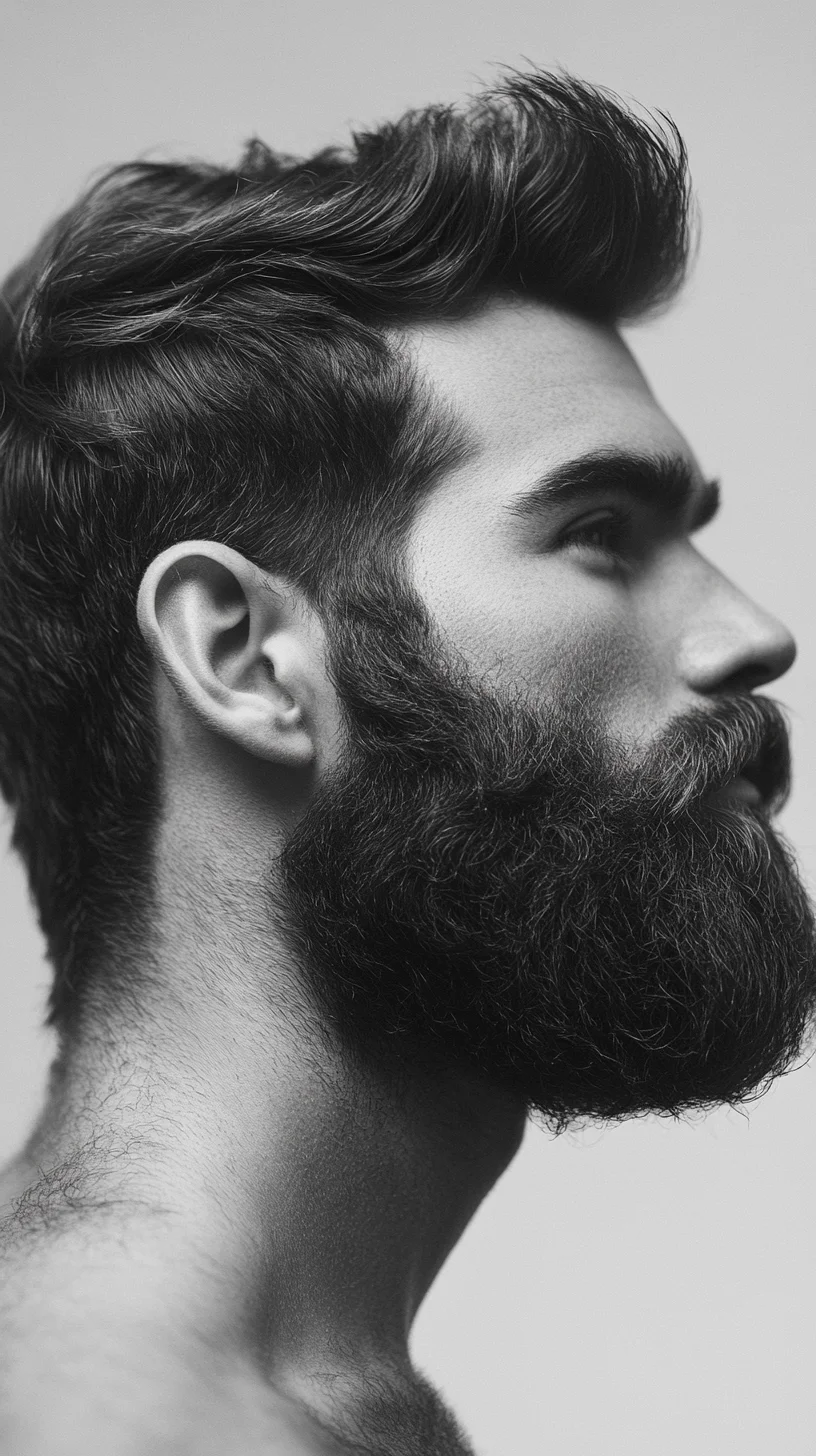 Effortlessly Stylish: The Modern Quiff with Full Beard Perfection